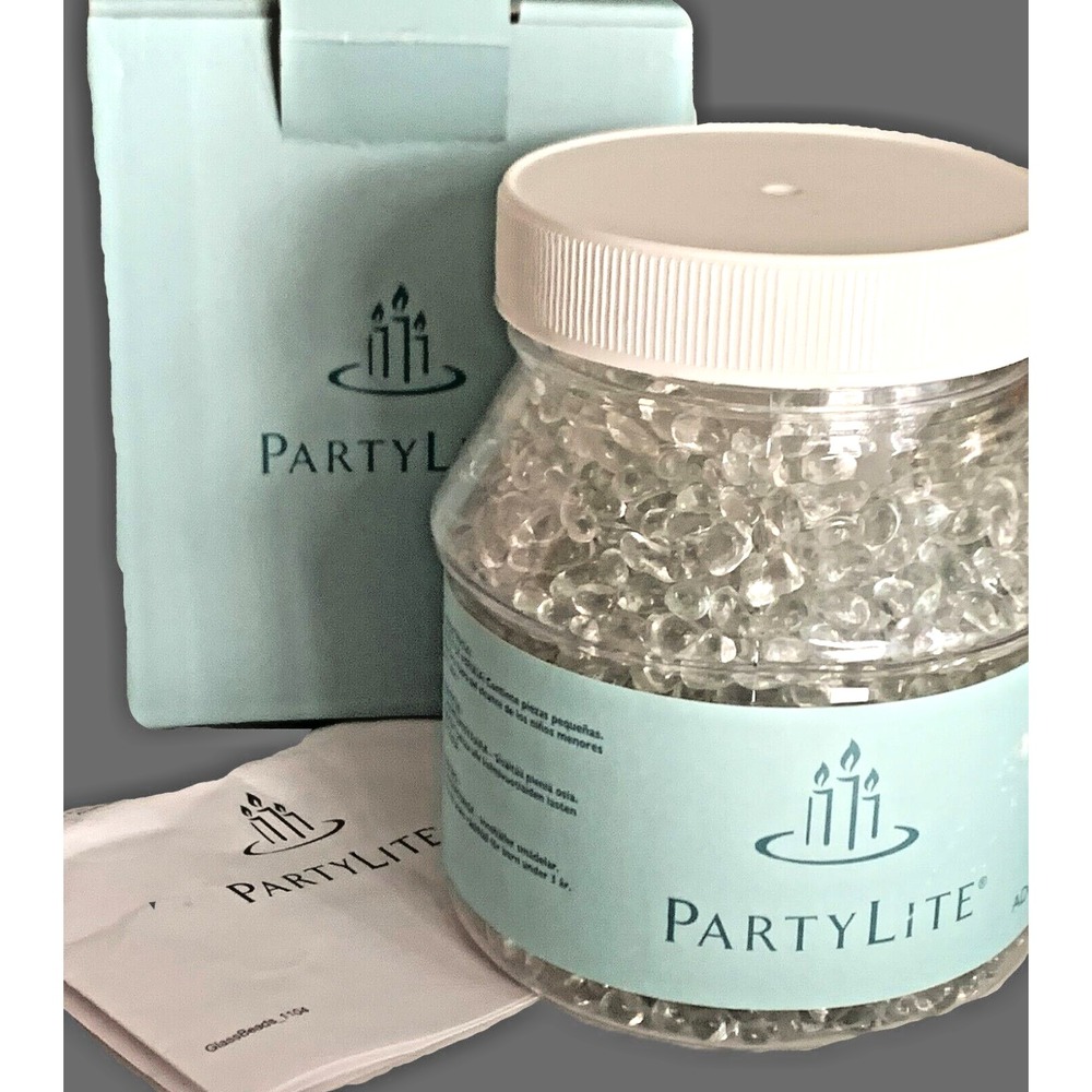 PARTYLITE Clear Ice Dazzle Beads P8725 Candle Floral Display Filler w Scoop NOS